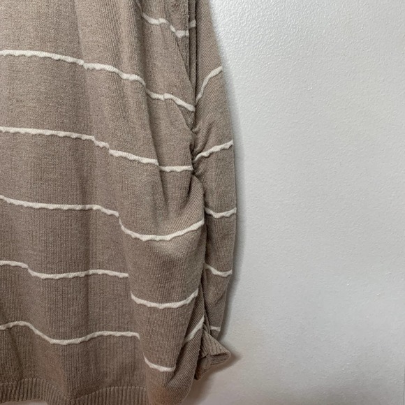 3/$20 AVENUE plus size brown striped ruched side lightweight sweater SZ 22/24 - Picture 6 of 7